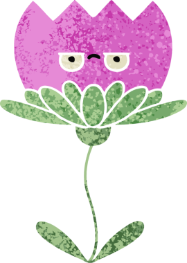 Bir insan tarafından çizilmiş bir çiçeğin retro çizim stili