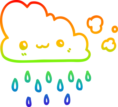 Gökkuşağı gradyan çizgi çizimi bir insan tarafından çizilmiş fırtına bulutu