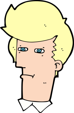 Bir insan tarafından çizilmiş gözleri kısarak bakan çizgi film adamı.