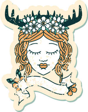 Bir insan tarafından çizilmiş Retro Dövme Tarzı İnsan Druidi