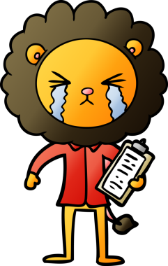 Bir insan tarafından çizilmiş karikatür ağlayan aslan.