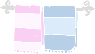 Bir insan tarafından çizilmiş banyo havlularının düz renk çizimi