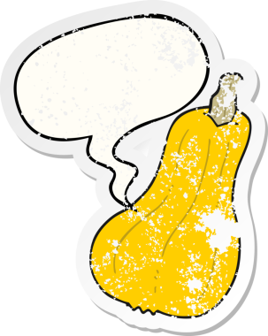 Konuşma baloncuklu karikatür bir insan tarafından çizilmiş sıkıntılı eski bir çıkartma