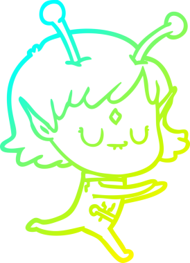 Bir insan tarafından çizilmiş bir uzaylı kız çizgi filmi.