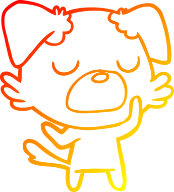 Bir insan tarafından çizilmiş çizgi film köpeğinin sıcak çizgi çizimi