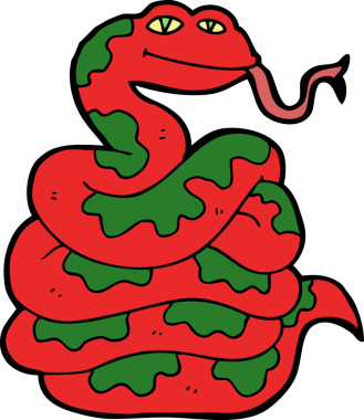 Bir insan tarafından çizilmiş çizgi film yılanı.