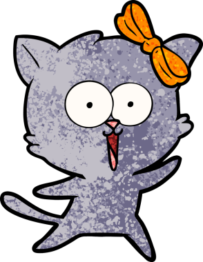 Bir insan tarafından çizilmiş çizgi film kedisi.