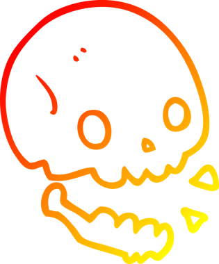 Bir insan tarafından çizilmiş, karikatür şeklindeki ürkütücü kafatası.