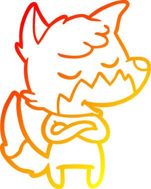 Bir insan tarafından çizilmiş dost canlısı bir tilkinin sıcak çizgi çizimi