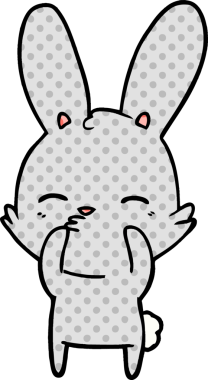 Bir insan tarafından çizilmiş meraklı tavşan çizgi filmi.