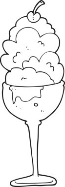 Bir insan tarafından çizilmiş siyah beyaz çizgi film dondurması.