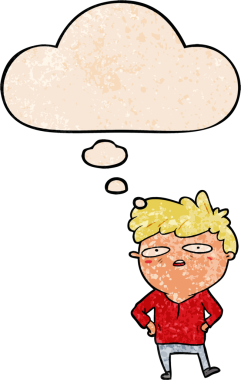 Düşünce baloncuğu olan, bir insan tarafından çizilmiş çizgi film sabırsız bir adam.