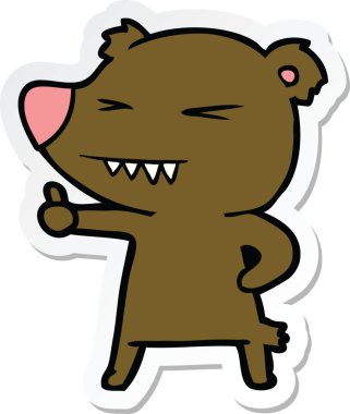 Karikatür ayısının çıkartması insan tarafından çizilmiş.