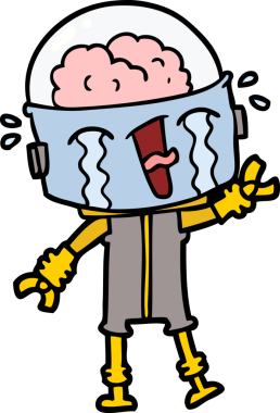 Bir insan tarafından çizilmiş ağlayan robot çizimi.