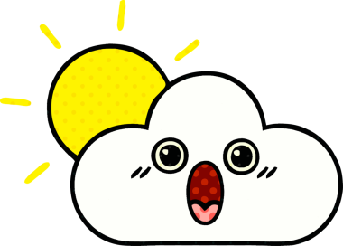 Bir insan tarafından çizilmiş güneş ve bulut çizgi romanı.