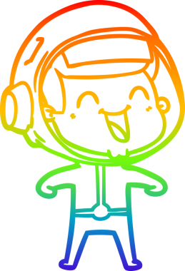 gökkuşağı gradyan çizimi mutlu bir çizgi astronot çizimi bir insan tarafından çizildi