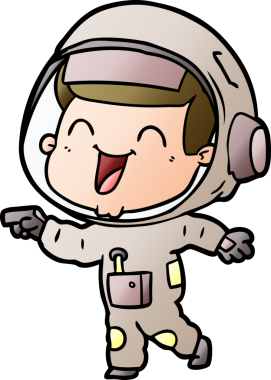 Bir insan tarafından çizilmiş mutlu astronot çizgi filmi.