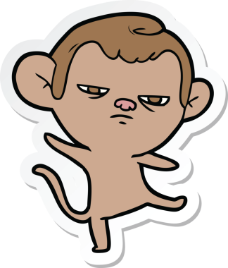 Bir insan tarafından çizilmiş sinir bozucu bir maymunun çıkartması.