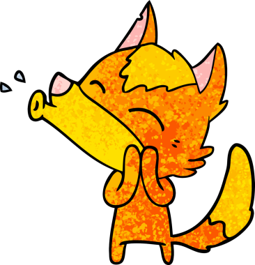 Bir insan tarafından çizilmiş tilki çizgi film karakteri