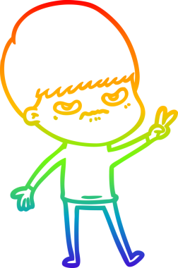 Gökkuşağı gradyan çizgi çizimi Bir insan tarafından çizilmiş bir çizgi film çocuğu