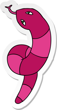 Bir insan tarafından çizilmiş uzun bir yılanın serbest sticker karikatürü.