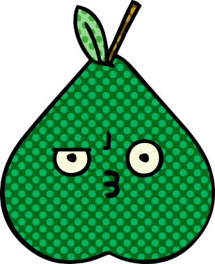 bir insan tarafından çizilmiş bir armut karikatürü.