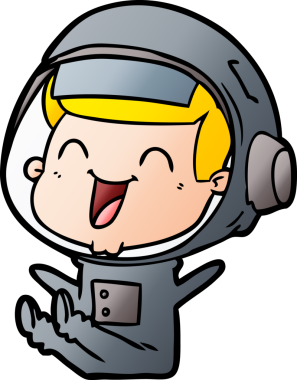 Bir insan tarafından çizilmiş mutlu astronot çizgi filmi.