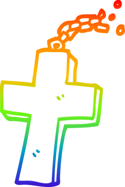 Bir insan tarafından zincir üzerine çizilmiş bir haçın çizgi çizimi.