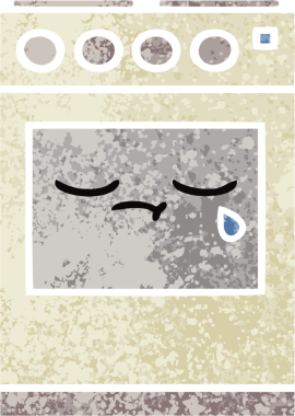 Bir insan tarafından çizilmiş mutfak fırınının retro çizim tarzı karikatürü.