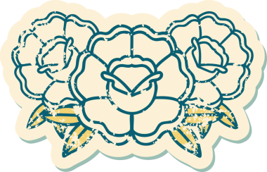 Bir insan tarafından çizilmiş bir buket çiçeğin sembolik dövmesi.