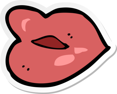 Bir insan tarafından çizilmiş dudak karikatürü çıkartması.