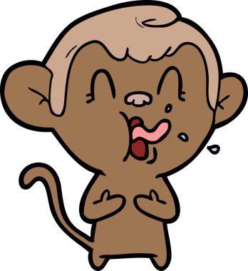 Bir insan tarafından çizilmiş çılgın çizgi film maymunu