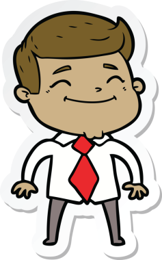 Bir insan tarafından çizilmiş mutlu bir karikatür işadamının çıkartması.