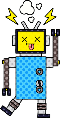 Bir insan tarafından çizilmiş robot arızasının çizgi romanı