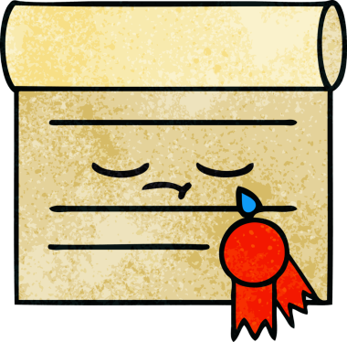 Bir insan tarafından çizilmiş sertifikanın grunge desen karikatürü