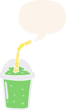 bir insan tarafından çizilmiş eski tarz konuşma baloncuklu buzlu smoothie.