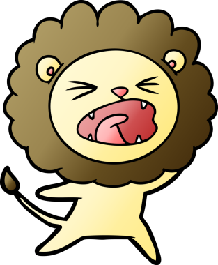 Bir insan tarafından çizilmiş çizgi film aslanı.