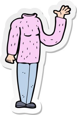 Bir insan tarafından çizilmiş başsız bir vücudun çıkartması.