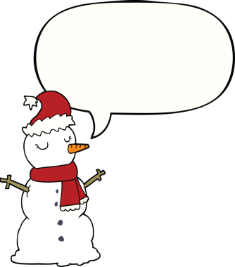 bir insan tarafından çizilmiş konuşma balonlu kardan adam.