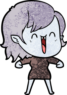 Bir insan tarafından çizilmiş mutlu vampir kız çizgi filmi.