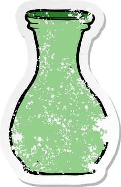 Bir insanın çizdiği karikatür vazosunun gerilimli retro yapıştırması.