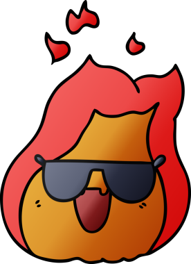 Bir insan tarafından çizilmiş el çizimi çizgi film kawaii alevleri.