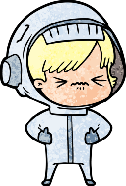 Bir insan tarafından çizilmiş kızgın uzay kızı.