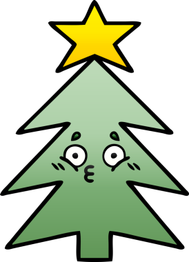 Bir insan tarafından çizilmiş bir noel ağacının gölgeli karikatürü.