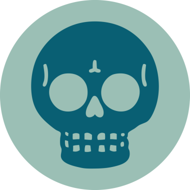 Bir insan tarafından çizilmiş bir kafatasının ikonik dövme şekli