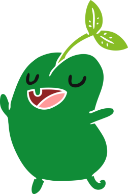 Çizgi film illüstrasyonu kawaii bir insan tarafından çizilmiş tatlı filizlenen fasulye.