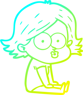 Bir insan tarafından somurtulmuş çizgi film kızı çizimi.