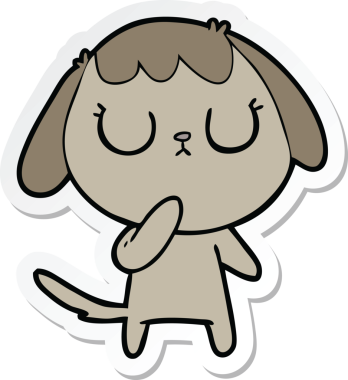 Bir insan tarafından çizilmiş şirin bir köpeğin çıkartması.