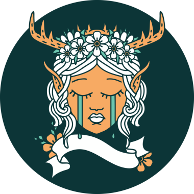 Bir insan tarafından çizilmiş üzgün elf karakteri simgesi