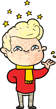 Bir insan tarafından çizilmiş heyecanlı bir çizgi film.